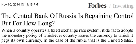 FED kontrolliert Russland Zentralbank